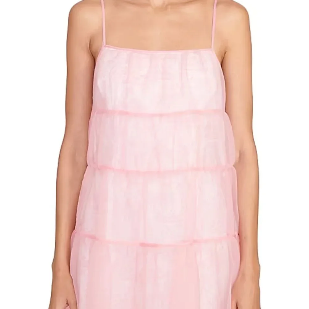 STAUD Pink Strapless Tiered Tulle Maxi Dress - Picture 12 of 13